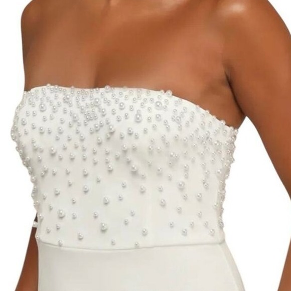 LULUS White Strapless Embellished Gown S | Bridal Formal Maxi Dress NWOT - Picture 2 of 10